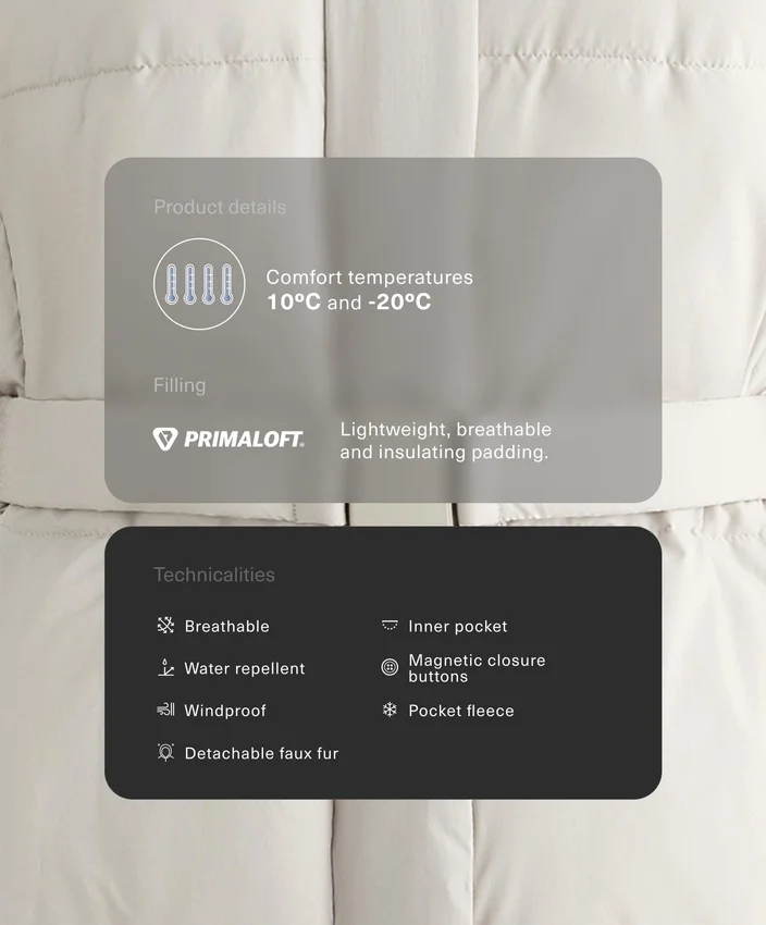 Su İtici Primaloft® Yastıklı Midi Ceket Su İtici Primaloft® Yastıklı Midi Ceket
