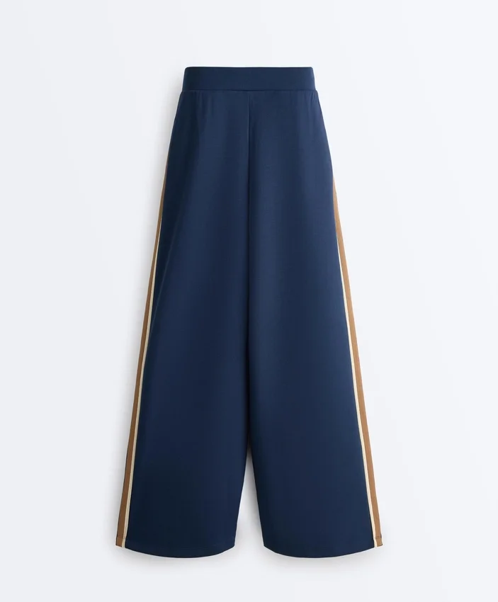 Yan Bantlı Düz Paça Twill Pantolonlar Yan Bantlı Düz Paça Twill Pantolonlar