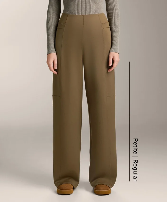 Yüksek Bel Neopren Etkili Düz Paça Pantolonlar Yüksek Bel Neopren Etkili Düz Paça Pantolonlar