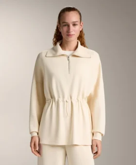 Yumuşak dokulu modal kumaştan yarı fermuarlı sweatshirt