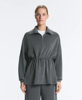 Yumuşak dokulu modal kumaştan yarı fermuarlı sweatshirt