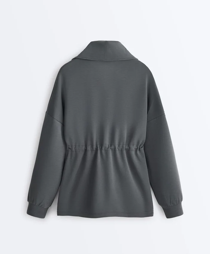 Yumuşak dokulu modal kumaştan yarı fermuarlı sweatshirt Yumuşak dokulu modal kumaştan yarı fermuarlı sweatshirt