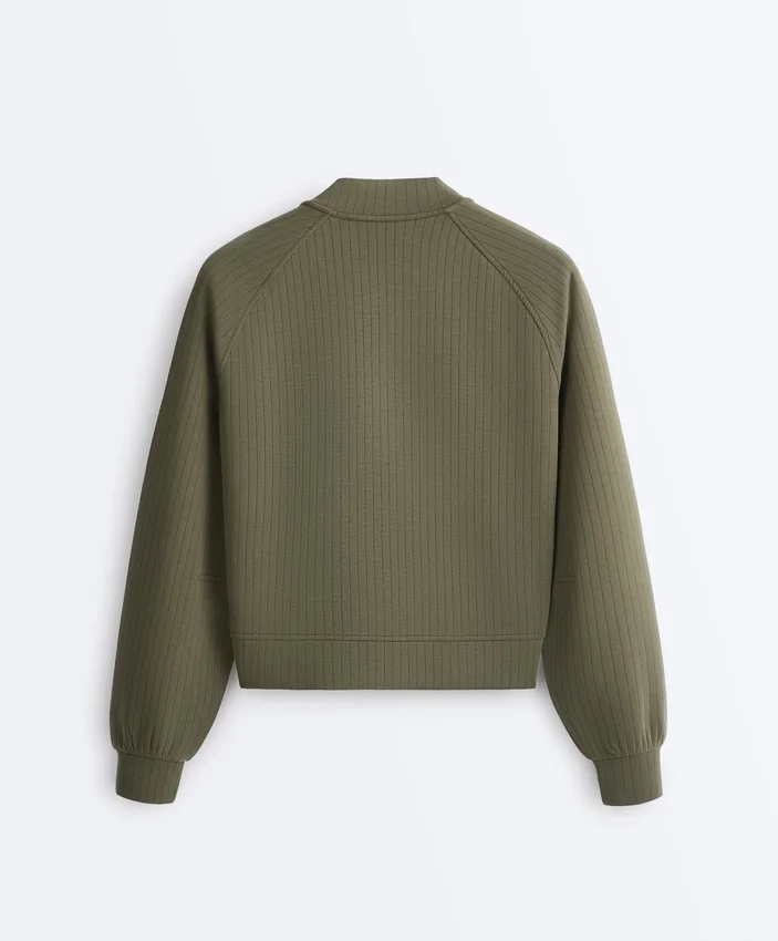 Yumuşak Dokunuşlu Modal Çizgili Bomber Ceket Yumuşak Dokunuşlu Modal Çizgili Bomber Ceket
