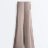 Yumuşak dokunuşlu Soft Touch modal kumaştan geniş paça çizgili pantolon Yumuşak dokunuşlu Soft Touch modal kumaştan geniş paça çizgili pantolon