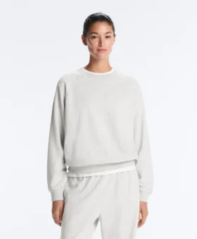 Yuvarlak Yaka Polar Pamuk Karışımı Melanj Sweatshirt