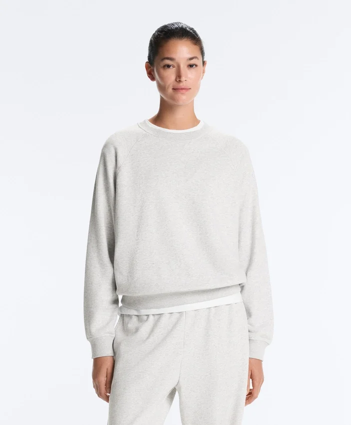 Yuvarlak Yaka Polar Pamuk Karışımı Melanj Sweatshirt Yuvarlak Yaka Polar Pamuk Karışımı Melanj Sweatshirt