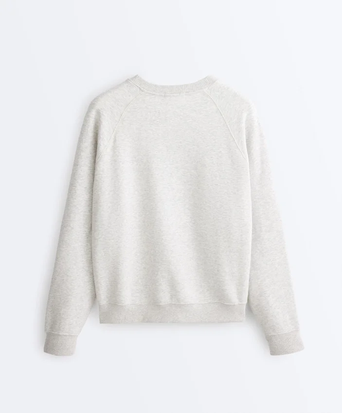 Yuvarlak Yaka Polar Pamuk Karışımı Melanj Sweatshirt Yuvarlak Yaka Polar Pamuk Karışımı Melanj Sweatshirt