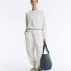 Yuvarlak Yaka Polar Pamuk Karışımı Melanj Sweatshirt Yuvarlak Yaka Polar Pamuk Karışımı Melanj Sweatshirt