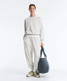 Yuvarlak Yaka Polar Pamuk Karışımı Melanj Sweatshirt