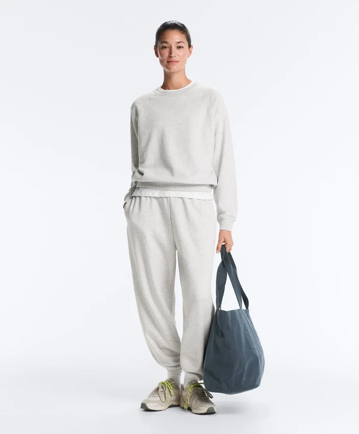 Yuvarlak Yaka Polar Pamuk Karışımı Melanj Sweatshirt Yuvarlak Yaka Polar Pamuk Karışımı Melanj Sweatshirt