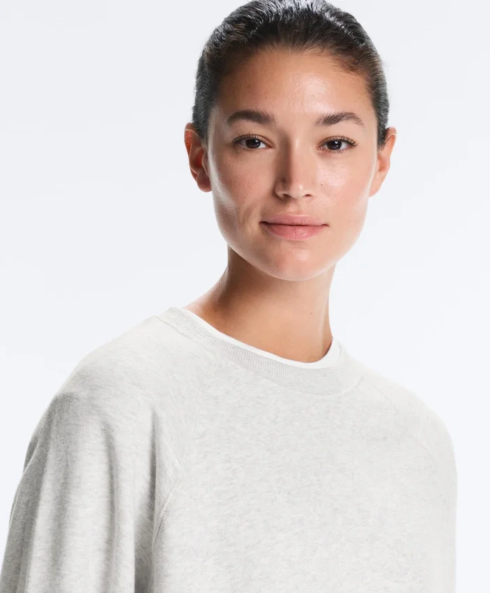 Yuvarlak Yaka Polar Pamuk Karışımı Melanj Sweatshirt Yuvarlak Yaka Polar Pamuk Karışımı Melanj Sweatshirt