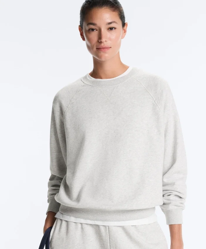 Yuvarlak Yaka Polar Pamuk Karışımı Melanj Sweatshirt Yuvarlak Yaka Polar Pamuk Karışımı Melanj Sweatshirt