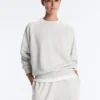 Yuvarlak Yaka Polar Pamuk Karışımı Melanj Sweatshirt Yuvarlak Yaka Polar Pamuk Karışımı Melanj Sweatshirt