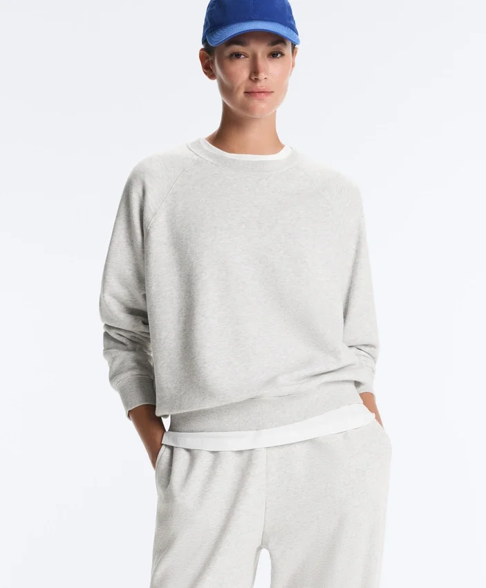 Yuvarlak Yaka Polar Pamuk Karışımı Melanj Sweatshirt Yuvarlak Yaka Polar Pamuk Karışımı Melanj Sweatshirt