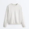 Yuvarlak Yaka Polar Pamuk Karışımı Melanj Sweatshirt Yuvarlak Yaka Polar Pamuk Karışımı Melanj Sweatshirt